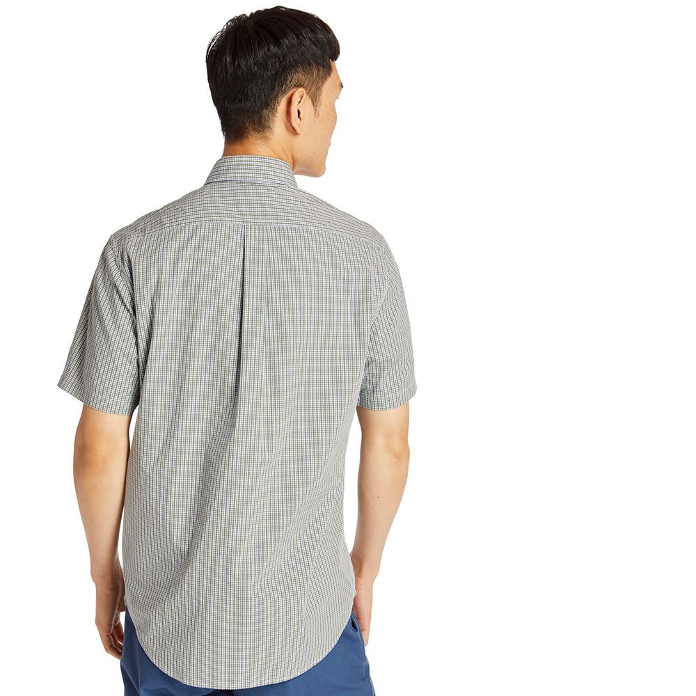 Camisa Timberland Hombre Short-Sleeve Saco River Stretch Gris - Chile CUP-754301